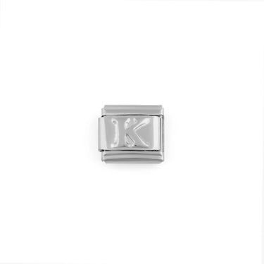 Stainless Steel Initial Italian Charm- K