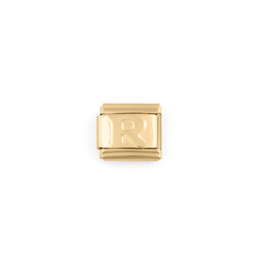 Wholesale jewelry 18k Gold PVD Stainless Steel Initial Italian Charm- R