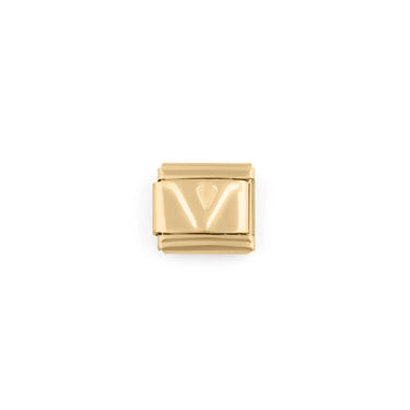 Wholesale jewelry 18k Gold PVD Stainless Steel Initial Italian Charm- V