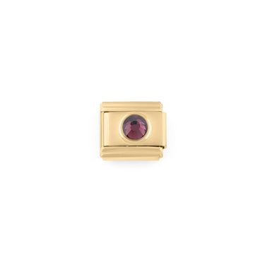 Wholesale jewelry- 18k Gold PVD Stainless Steel Birthstone Italian Charm- Feb