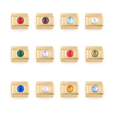 Wholesale jewelry- 18k Gold PVD Stainless Steel Birthstone Italian Charm- main