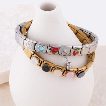 Wholesale jewelry 18k Gold PVD Stainless Steel Colorful Stone Italian Charm- studio