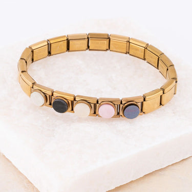 Wholesale jewelry 18k Gold PVD Stainless Steel Colorful Stone Italian Charm- studio