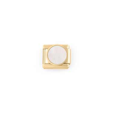 Wholesale jewelry 18k Gold PVD Stainless Steel Colorful Stone Italian Charm- Main beige