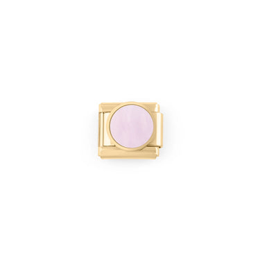 Wholesale jewelry 18k Gold PVD Stainless Steel Colorful Stone Italian Charm- Main pink