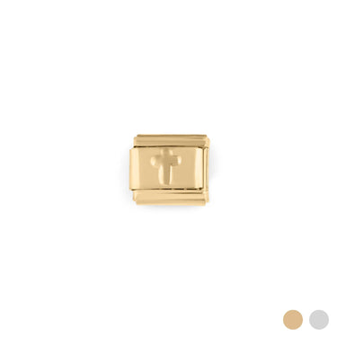Wholesale jewelry 18K Gold PVD Stainless Steel Cross Italian Charm- Gold Main 