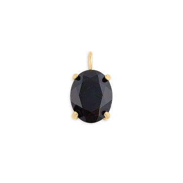 Wholesale jewelry 18K Gold PVD Stainless Steel Oval Healing Stone Charm - main black tourmaline 