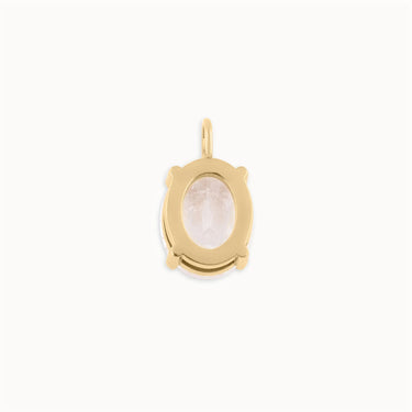 Wholesale jewelry 18K Gold PVD Stainless Steel Oval Healing Stone Charm - main back view