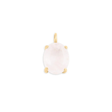 Wholesale jewelry 18K Gold PVD Stainless Steel Oval Healing Stone Charm - main pink quartz