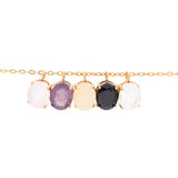 Wholesale jewelry 18K Gold PVD Stainless Steel Oval Healing Stone Charm - group shot on loop chain