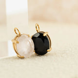 Wholesale jewelry 18K Gold PVD Stainless Steel Oval Healing Stone Charm - studio