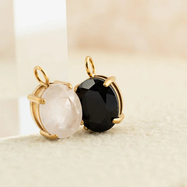 Wholesale jewelry 18K Gold PVD Stainless Steel Oval Healing Stone Charm - studio