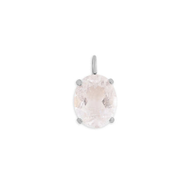 Wholesale jewelry Stainless Steel Oval Healing Stone Charm- Clear quartz   
