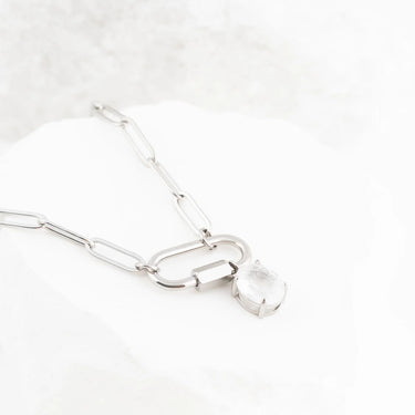 Wholesale jewelry Stainless Steel Oval Healing Stone Charm- studio  
