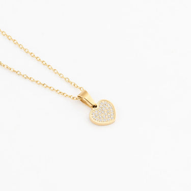 Wholesale jewelry 18K Gold PVD Stainless Steel Pave Stone Heart Charm- gold studio 