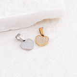 Wholesale jewelry 18K Gold PVD Stainless Steel Pave Stone Heart Charm- stainless and gold studio 