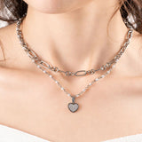 Wholesale jewelry 18K Gold PVD Stainless Steel Pave Stone Heart Charm- stainless model 