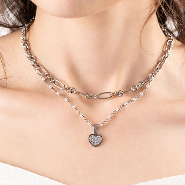 Wholesale jewelry 18K Gold PVD Stainless Steel Pave Stone Heart Charm- stainless model 