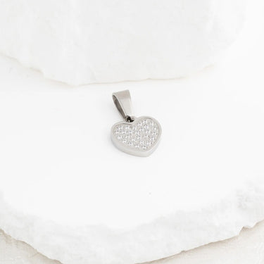 Wholesale jewelry 18K Gold PVD Stainless Steel Pave Stone Heart Charm- stainless studio 