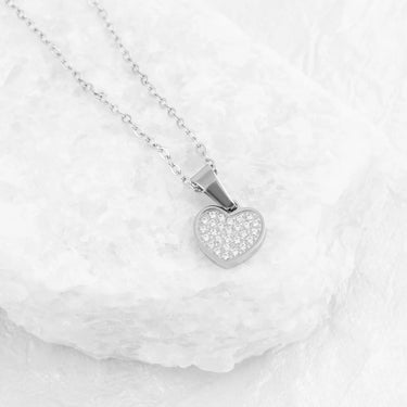 Wholesale jewelry 18K Gold PVD Stainless Steel Pave Stone Heart Charm- stainless studio