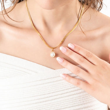 Wholesale jewelry 18K Gold PVD Stainless Steel Pearl Drop Charm - gold model 