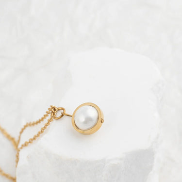 Wholesale jewelry 18K Gold PVD Stainless Steel Pearl Drop Charm - gold studio 