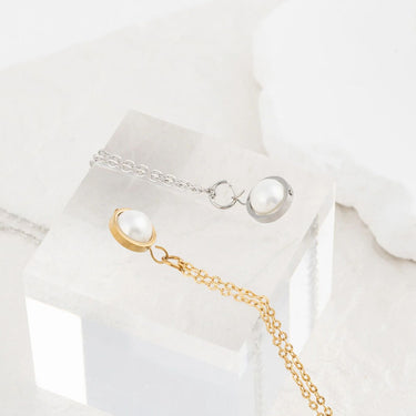 Wholesale jewelry 18K Gold PVD Stainless Steel Pearl Drop Charm - stainless and gold studio 