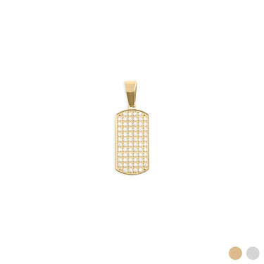 Wholesale jewelry 18K Gold PVD Stainless Steel Pave Dog Tag Charm - gold main 