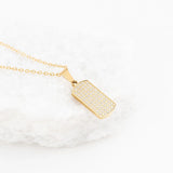 Wholesale jewelry 18K Gold PVD Stainless Steel Pave Dog Tag Charm - gold studio 