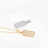 Wholesale jewelry 18K Gold PVD Stainless Steel Pave Dog Tag Charm - stainless and gold studio 