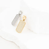 Wholesale jewelry 18K Gold PVD Stainless Steel Pave Dog Tag Charm - stainless and gold studio 