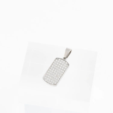 Wholesale jewelry 18K Gold PVD Stainless Steel Pave Dog Tag Charm - stainless studio