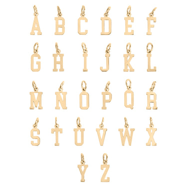 Gold small sports letter charms