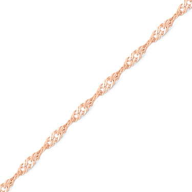 1,2 mm Singapour 14K Chaîne de bijoux permanente en or rose solide - par le pouce/pmj0009