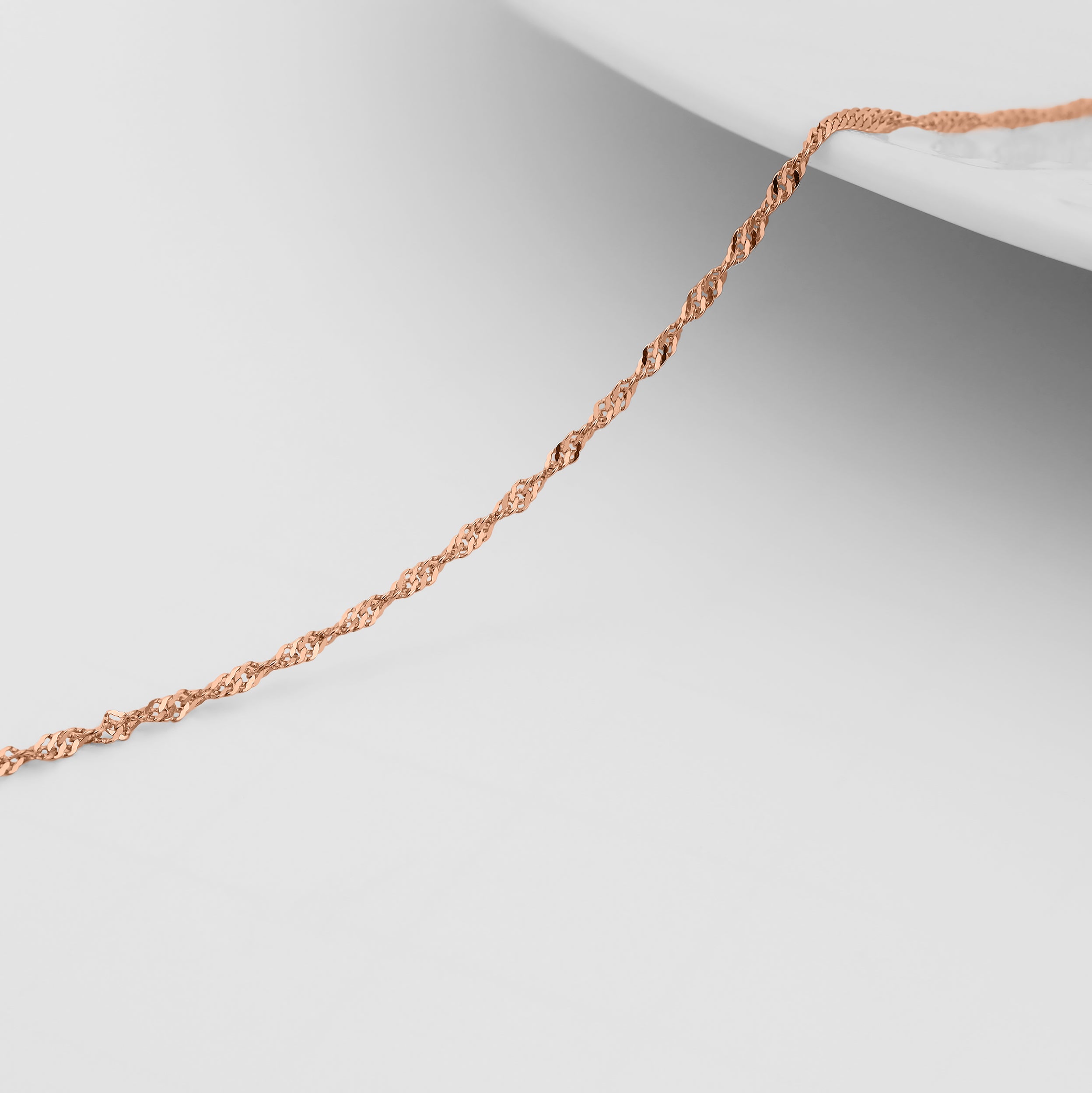 1,2 mm Singapore 14K Solid Rose Gold Permanent Jewelry Chain - By the Inch / PMJ0009