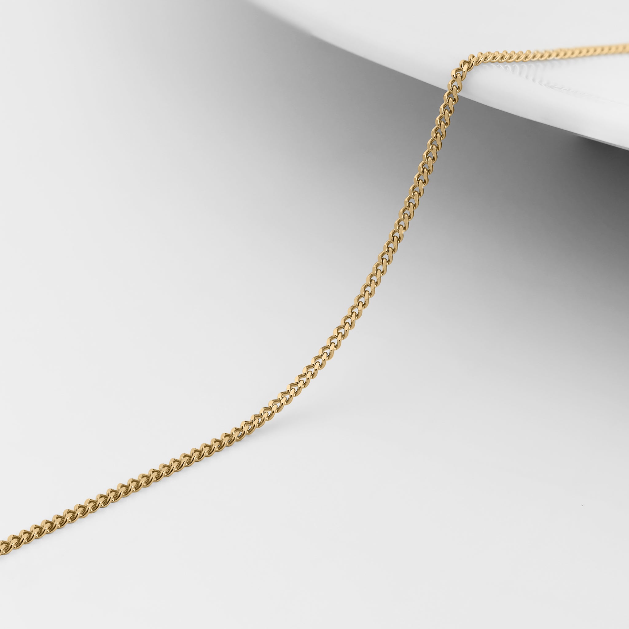 1,2 mm Diamond Cut Curb 14K massivt guld Permanent Smycken Chain - By the Inch / PMJ0011