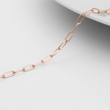 2,0 mm Chaîne de trombone fin 14K Lien de bijoux permanent en or rose solide - par le pouce/pmj0015