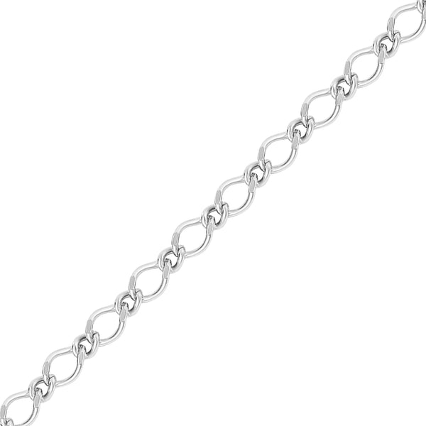 .925 Sterling Silver Rombo Figaro Permanent Jewelry Chain - by the Foot / PMJ0026