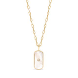 Mother of Pearl Starburst Mystical Paperclip Chain Pendant Necklace