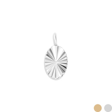 Permanenta smycken .925 Sterling Silver Sunburst Oval Charm / PMJ1019