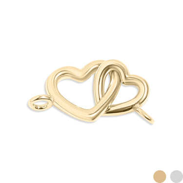 Double Heart Horizontal Connector Permanent Jewelry Charm