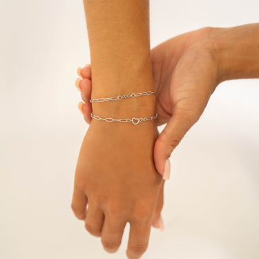 Double Heart Horizontal Connector Permanent Jewelry Charm Lifestyle