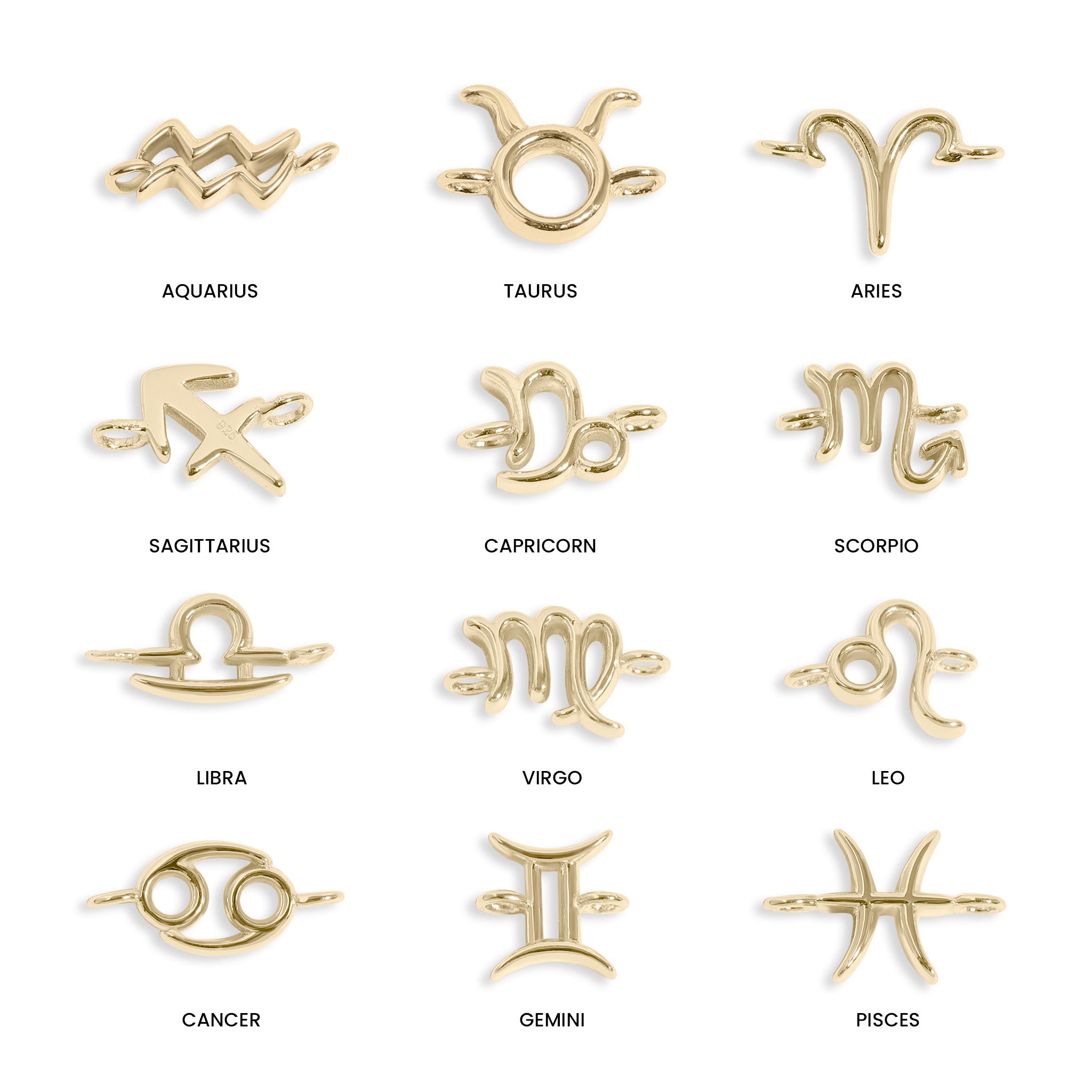 Zodiac Sign Horizontal Connector Permanent Jewelry Charm Group