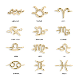 Zodiac Sign Horizontal Connector Permanent Jewelry Charm Group