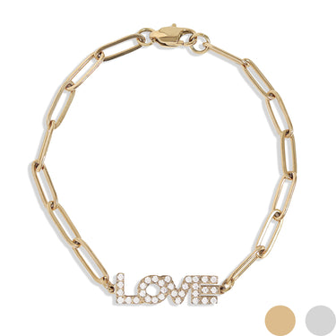 love paperclip CZ stone bracelet