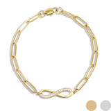 Wholesale jewelry 18K Gold PVD Stainless Steel Stone "Infinity" Paperclip Chain Bracelet- gold main 