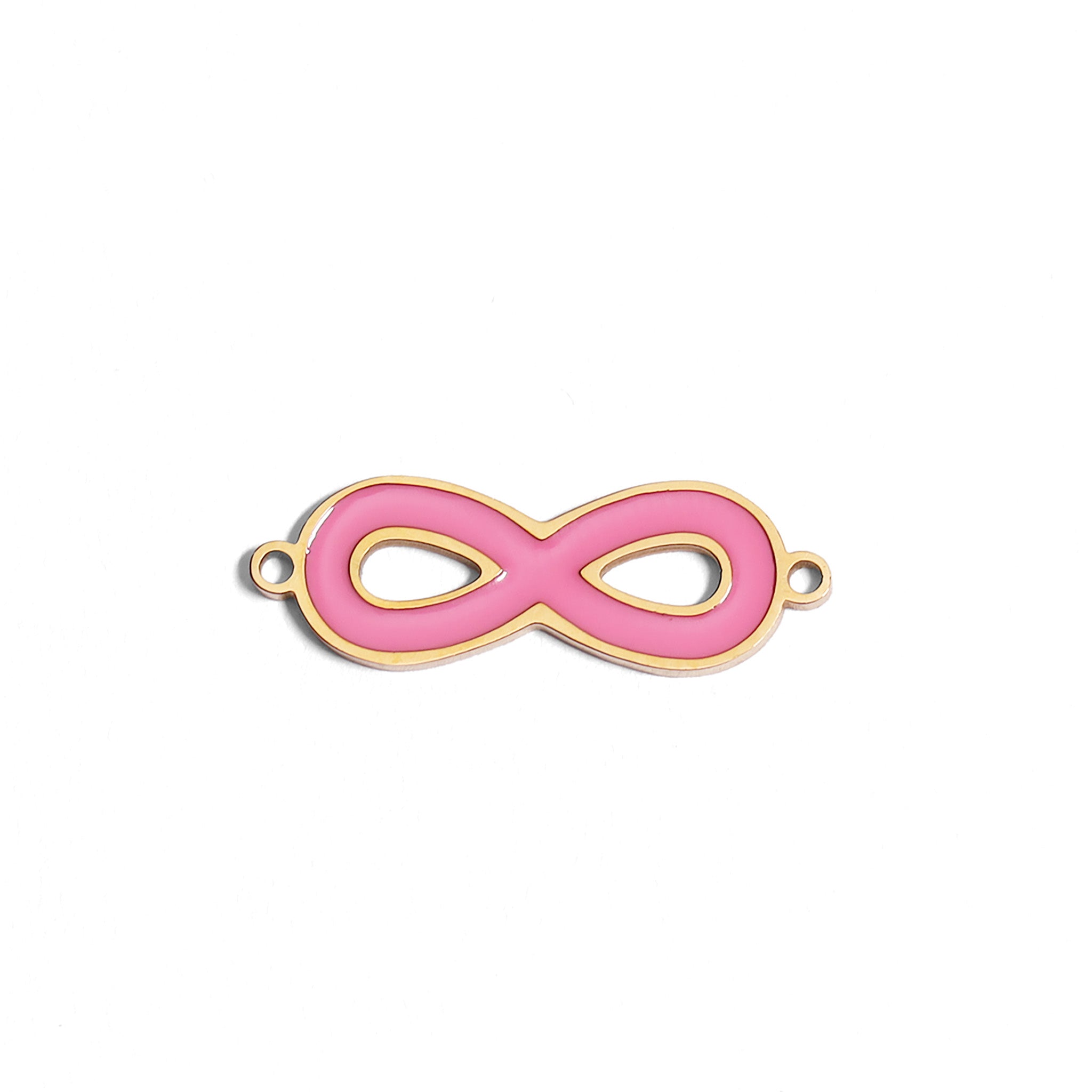18K Gold PVD Stainless Steel Epoxy Pink Infinity Charm / PDL0050