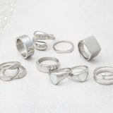 18K Gold PVD Stainless Steel Dainty Plaque Blank Stack Ring- Ring Collection Silver 