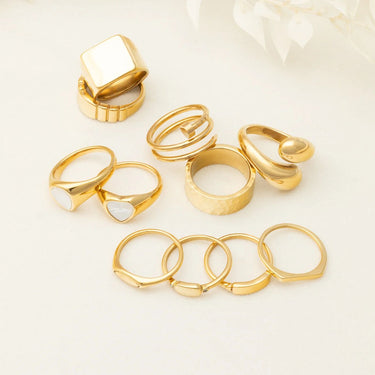 18K Gold Stainless Steel Large Duo Drop Ring- Ring Collection Gold 