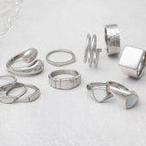 18K Gold PVD Stainless Steel Twisted Nail Ring - Ring Collection Silver 